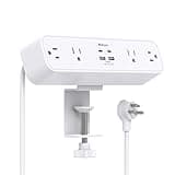 PD30W Desk Clamp Power Strip, Desktop Mount Surge Protector, Fast Charging Station, 5Ft Extension Cord Desk Edge Mount Shelf with 4 Outlets 4 USB Ports (2 USB C), Home Office Accessories Essentials