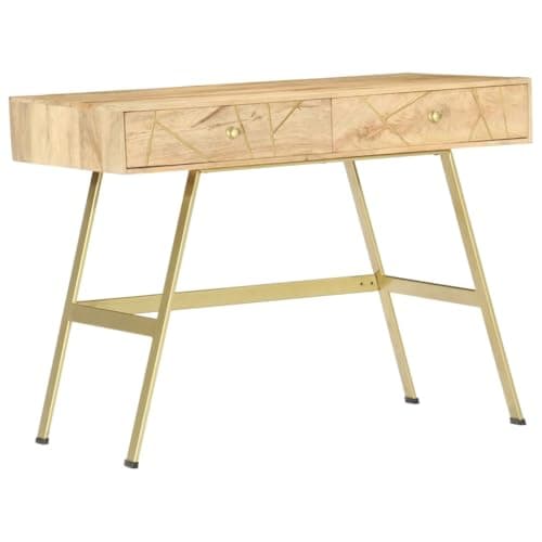 YELWHI Office Furniture, Writing Desk with Drawers 39.4"x21.7"x29.5" Solid Mango Wood