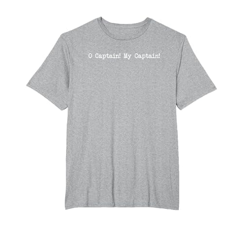 Dark Academia Aesthetic Oh Captain My Captain T-Shirt, Men's Big and Tall, Heather Grey, 2X Tall