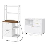 HOOBRO Lateral File Cabinet and Cabinet Bundle, Filing Cabinet for Home Office, 2 Drawer Office Storage Cabinet fits Letter/A4 Size, WT37UWJ01-WH74UWJ01