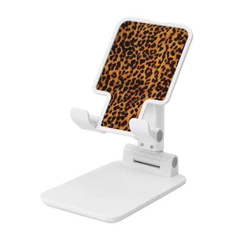FHEDVBN Cool Cheetah Leopard Cell Phone Stand for Desk - Height Adjustable Dual Folding Mobile Phone Holder, 360 Rotating Desktop Mobile Phone Kickstand, Portable Tablet Stand, Office Accessories