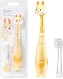 Papablic Toddler Sonic Electric Toothbrush Kids for Ages 1-3 Years, Baby Electric Toothbrush with Cute Rabbit Cover and Smart LED Timer, 2 Brush Heads (Bunny)