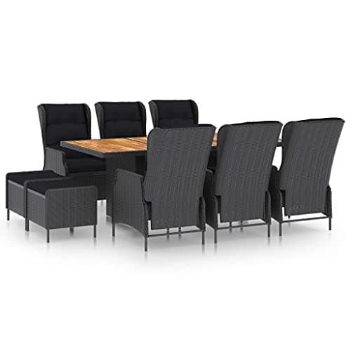 9 Piece Patio Dining Set with Cushions Poly Rattan,Outdoor Sofa Set,Party Couch Set,Pool Sofa Set,Outdoor table Set,Afternoon Tea Suit,Talk About Furniturefor Garden,Outdoor,Terrace,Dark Gray