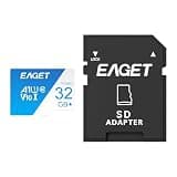 EAGET 1-Pack 32GB TF Memory Card Up to 100MB/s Read 30MB/s Write with SD Adapter, Mini SD Card, High Speed 4K Video for Dash Cam Security Camera Smartphone Tablet