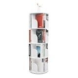 piiyayca 4 Tier Rotating Bookshelf, 360 Degree Spinning Bookcase Tower for Space Saving Storage, White Round Revolving Shelf, for Children's Room Living Room Office Corner Organizer