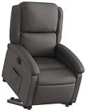 KTPRTOCK Real Leather Power Lift Recliner Chair for Elderly with Side Pocket, Manual Reclining Handle, Wood and Metal Frame, Gray