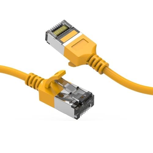 Cable Central LLC Cat8 Slim Ethernet Cable U/FTP 0.5 ft (10 Pack) Yellow - RJ45 Computer LAN 30AWG Cat8 Cable, Cat8 Patch Cable, Network Cable, Cat 8 Cable, Internet Cable, 40Gbps, 2000MHz - 0.5 Feet