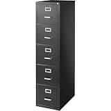 STAPLES Commercial 5-Drawer Vertical File Cabinet, Letter Size, Lockable, 63.98" H x 14.9" W x 26.5" D, Black