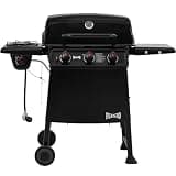 Feasto 3 Burner Propane Gas Grill with Side Burner, Porcelain-Enamel Main Body and Lid, Propane BBQ Grill with 38,000 BTUs Output & Side Table for Patio, Backyard, Poolside Gatherings