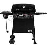 Feasto 3 Burner Propane Gas Grill with Side Burner, Porcelain-Enamel Main Body and Lid, Propane BBQ Grill with 38,000 BTUs Output & Side Table for Patio, Backyard, Poolside Gatherings