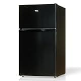 TCL 3.1 Cu Ft Compact Double Door Refrigerator in Black, Small Mini Fridge with Freezer for Bedroom, Dorm, Office, Kitchen