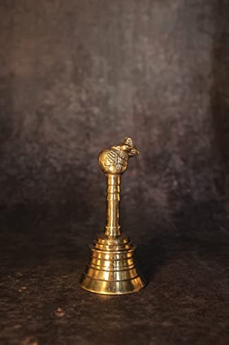 Pujasthali Pure Brass Nandi Hand Bell for Puja | Best for Home and Temple | Made in India