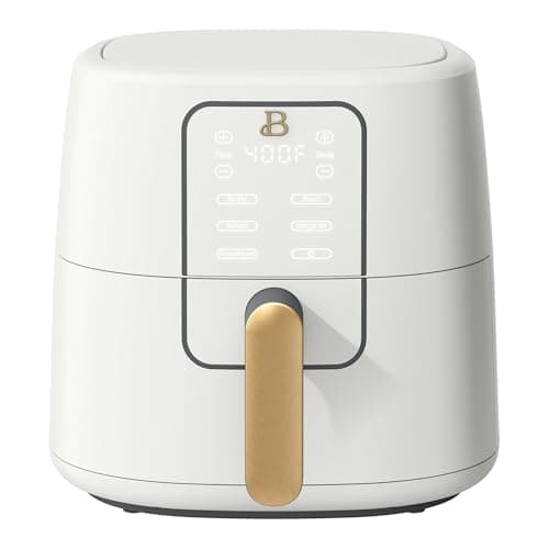 6 Quart Air Fryer with Touch-Activated Display, 4-in-1 Countertop Air Fryer 1750W, Air Fry Roast Reheat Dehydrate, Nonstick Dishwasher Safe, Auto Shut-Off, 90°F to 400°F (White Icing)