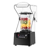 GYPSYFY Commercial Blender with Sound Enclosure, Quiet Professional Blender with 2L Container, 5 Speed Settings & Self-Cleaning, Heavy Duty Ice Crusher for Smoothies Milk Tea Shop Cafe