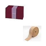 PurpleEssences Solid Cloth Napkins - 18 x 18 Inch - Set of 12 - Jute Burlap Hemmed Edges Ribbon - 1.5 ” Width, 10 Yards - Burgundy and Natural