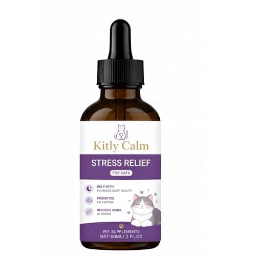 Kitly Calm Cat Calming Drops Help Relieve Stress and Anxiety, Gently Promotes Sleep, Soothes Hyperactivity, and Reduces Destructive Behavior and Separation Anxiety - 2FI Oz