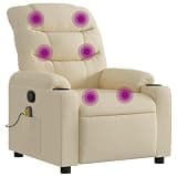 KMUNGDWG Manual Recliner Chair with 6 Massage Points, Fabric Recliner with Cup Holders and Side Pocket, Vibration Massage Chair with 135-Degree Tilt, Wood and Metal Frame