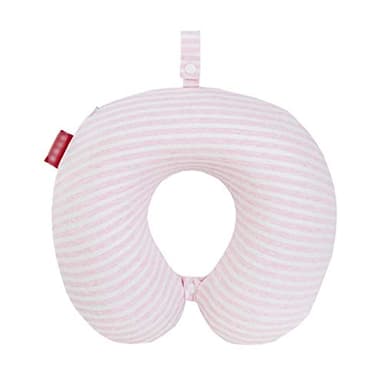 Travel Pillow Memory Foam Neck Support for Airplane, Car, Office, with Snap Strap Soft Washable Cover