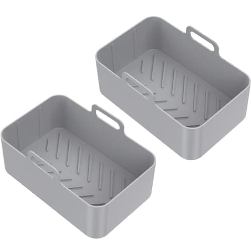 Air Fryer Silicone Tray Rectangle Oven Baking Tray Basket Reusable Liner Insert Dish，Compatible For Ninja，Compatible For Foodi，Fryer Pan Accessories(Style 02)