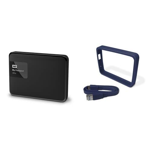 WD My Passport Ultra External Hard Drive [2015] 2 TB Black and Slate Grip Pack