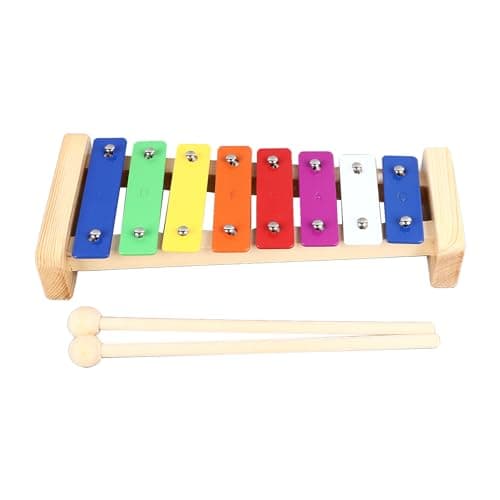 Tomotato 8 Note Xylophone Instrument with 2 Mallets, Educational Musical Glockenspiel Keyboard Aluminum Wood Material for Toddlers Beginners Music Learning Play