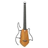 Silent Acoustic Electric Guitar, Mini Lightweight Travel Headless Guitar for Practice, Compact Maple Body with Removable Frames with Gig Bag, Natural