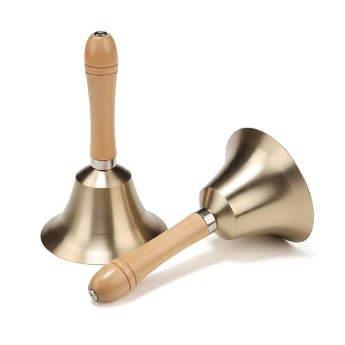 2 Pack Super Loud Solid Brass Hand Call Bell, 3.15 Inch