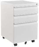 Fesbos 3 Drawer Mobile Metal File Cabinet, White Filling Cabinets with Lock, Office Storage File Cabinet with Wheels Under Desk - Assembled Required