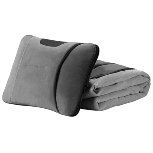 ZKXSDF Car Travel Blanket Waist Support Blanket for Kia Rio 5-Door/Rio Station Wagon/X-Line YB UB JB DC, Premium Soft 3 in 1 Warm Soft Travel Blanket Car Pillow Blanket,Grey
