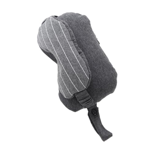 Homoyoyo 2-in-1 Eye Mask and Neck Pillow, U-Shaped Sweat-Absorbent Foam Particle Support, Breathable Dark Gray Travel and Office Sleeping Pillow for Home and Nap Use