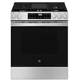 GE 30" Slide-In Front-Control Gas Range, 5.3 Cu. Ft. Oven, 5 Sealed Burners, Crisp Mode & Steam Clean, Stainless Steel – GGS500SVSS