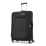 Samsonite Soft-Sided 25-Inch Lightweight Medium Checked Expandable Element Suitcase: Durable, 360° Spinner Wheels, Adjustable Telescopic Handle, 2 Front & 1 Side Pocket -Black