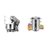 VIVOHOME Gray 660W 10 Speed 6 Quart Tilt-Head Stand Mixer and Stainless Steel Steam Juicer Extractor 11 Qt with Tempered Glass Lid and 2 Hose for Kitchen