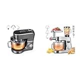 VIVOHOME Gray Stand Mixer with Fermentation and 6 Qt Bowl and One Touch Presets and Silver 9 in 1 Multifunctional Stand Mixer with 6 Speed and 7.5 Qt and Timer for Kitchen