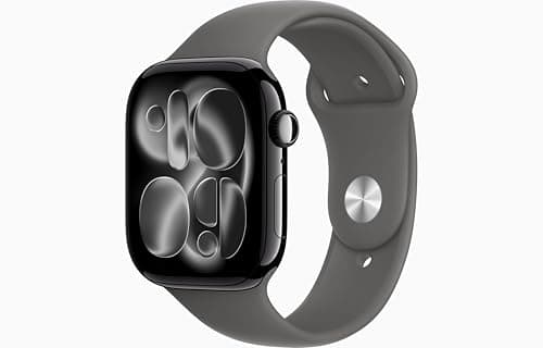 Apple Watch Series 11 [GPS + Cellular, 46mm] Jet Black Aluminum Case with Stone Gray Sport Band, S/M (Renewed)