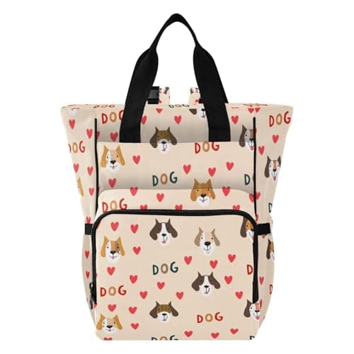 PaChyLuu Diaper Bag Backpack, Multifunction Travel Bag for Moms Dads, Baby Changing Bag with Insulted Pockets, Stroller Straps and Side Bottle Pockets Cartoon Dog Pattern