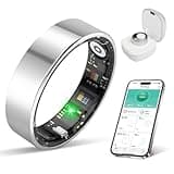 BIEMHA Smart Ring Health Tracker, Sleep Monitor, IP68 Waterproof Fitness Ring, Bluetooth Compatible with iOS Android for Men Women (Antique Silver, 9)