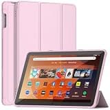 DJDJ&RPPQ Dual Angle Lightweight Trifold Stand with Soft TPU Back Case Not fit 10in Sony Nokia with Auto Wake-up- Pink