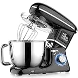 Electric Stand Mixer with LED Display & Timer 6.5QT Bowl Stainless Steel, 1350W 6-Speeds Kitchen Stand Up Mixer for Baking Cakes Cookie Bread Salad Food with Egg Whisk, Dough Hook, Beater
