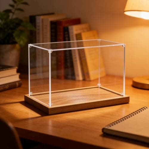 Acrylic Clear Display Case Box Dustproof Protection Showcase, Dustproof & Waterproof Transparent Display Boxes, Stackable Showcase Cube & Organizer Stand(Brown,50x20x20cm/20x8x8in)