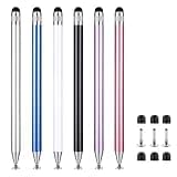 6-Pack Universal Stylus Pen for All Touchscreens, High-Precision Disc Tip, 2-in-1 Touch Screen Stylus Compatible with iPhone, iPad, Android Tablets, Switch & Ayn Thor, Writing, Drawing, Note-Taking