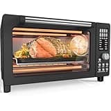 Nuwave Bravo Pro Smart Air Fryer Toaster Oven Combo, Airfryer Convection Oven Countertop, 10-in-1 Functions with Quicker & Even Crisp Technology, 1800W, 50-450°F, PFAS-Free, 21QT, Black