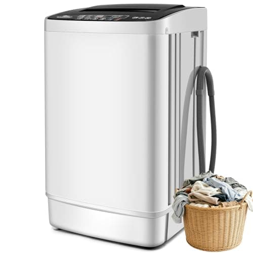 Nictemaw 20 lbs Portable Washer, 2.8 Cu.ft Fully Automatic Washing Machine with Dual Hot/Cold Inlets, 4 Wash Programs, 4 Water Levels & Drain Pump, Compact Laundry Washer for Apartment, RV, Dorm