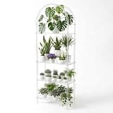 5-Tier Acrylic Arched Bookshelf 11.81x23.62x65.35in Corner Display Storage Shelf for Home Office Living Room Kitchen Bedroom Easy Assembly Modern Style