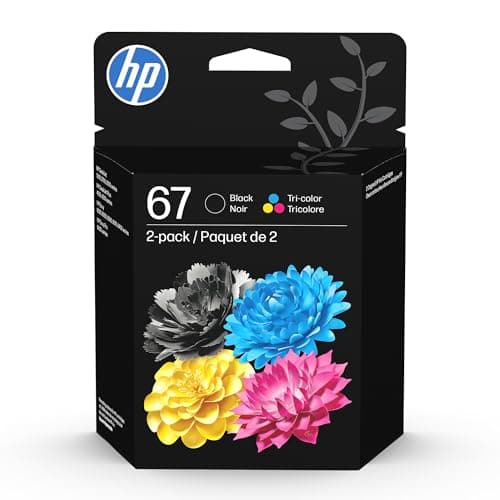 HP 67 Black/Tri-Color Ink Cartridges (2 Count - Pack of 1) | Works with DeskJet 1255, 2700, 4100, Envy 6000, 6400 | Instant Ink Eligible | 3YP29AN | Packaging May Vary, Pack of 24