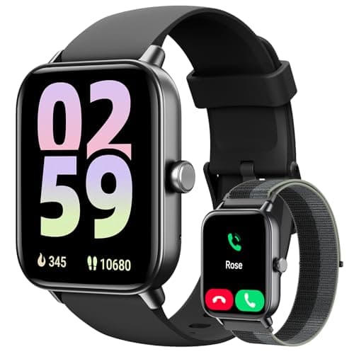 Smart Watch for Women Men, 1.85" Alexa Fitness Tracker with Call & SMS, Heart Rate, SpO2, Stress & Sleep Monitor, IP68 Waterproof Smartwatch for Android iPhone Samsung etc., 100+ Sports Modes, 2 Bands