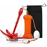 Thorkok Red Kayak Anchor Kit 3.5lb Folding Small Boat Anchor for Paddle Board Canoe Jet Ski PWC Anchor with 32.8 ft Anchor Rope Storage Bag