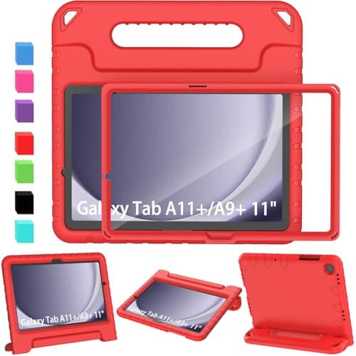 SINSO Kids Case for Samsung Galaxy Tab A9 Plus Case 11 Inch 2023(Model SM-X210/X216/X218N - with Screen Protector, Shockproof Kids Case Cover Handle Stand Case for A9 Plus Case 11 inch 2023 - Red