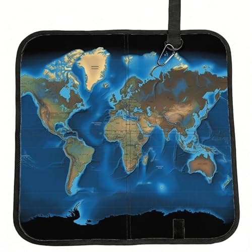 FHEDVBN World Map Seat Cushion Folding, Indoor Outdoor Portable Chair Cushion for Camping, Waterproof Memory Foam Sitting Mats for Picnic Hiking, Lightweight & Compact 15.8 x 15.8 in