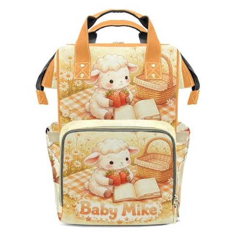 YallLocoMo Custom Diaper Bag Backpack for Girls Boys Kids Watercolor Daisy Picnic Mat Sheep Large Capacity Nappy Bag: Designed for Travel & Everyday Use